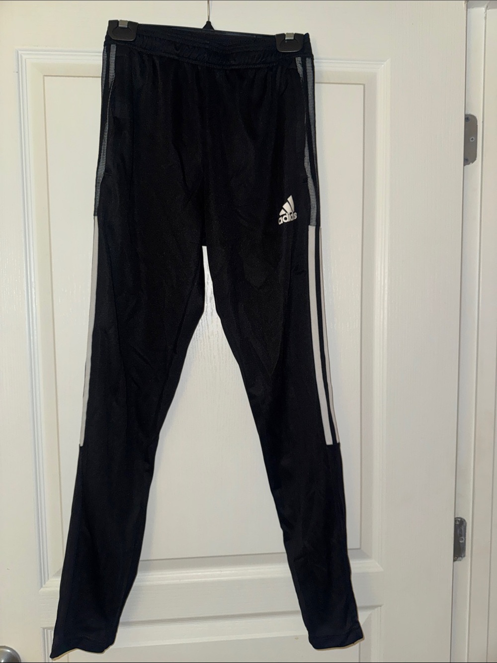 adidas Black Jogger Sweatpants with White Stripe Accents